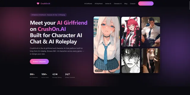 CrushOn.AI homepage preview