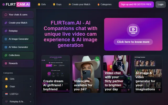 FlirtCam AI homepage preview