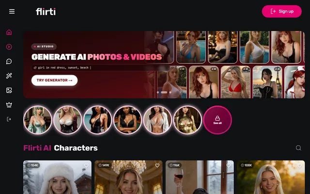 Flirti AI homepage preview