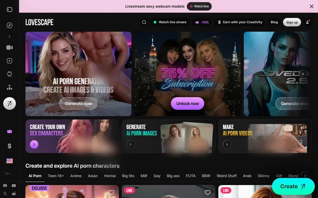 Lovescape homepage preview