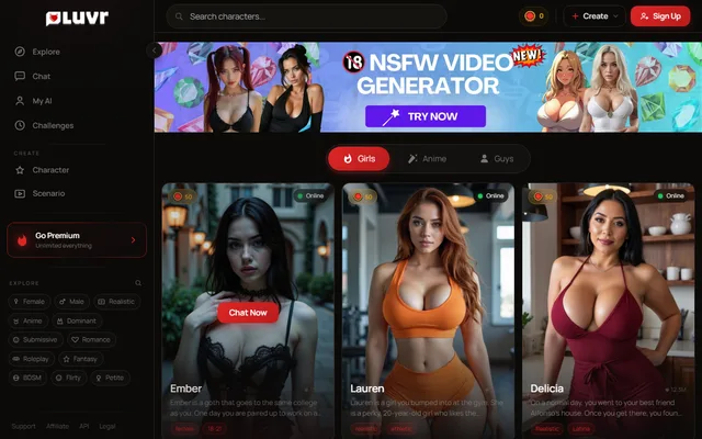 Luvr AI homepage preview