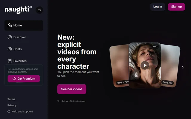 Naughti AI homepage preview
