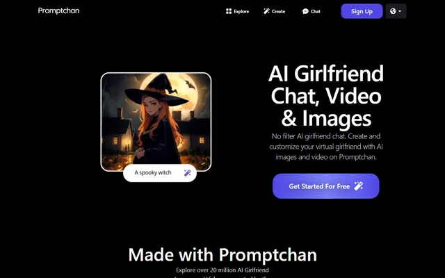 Promptchan homepage preview