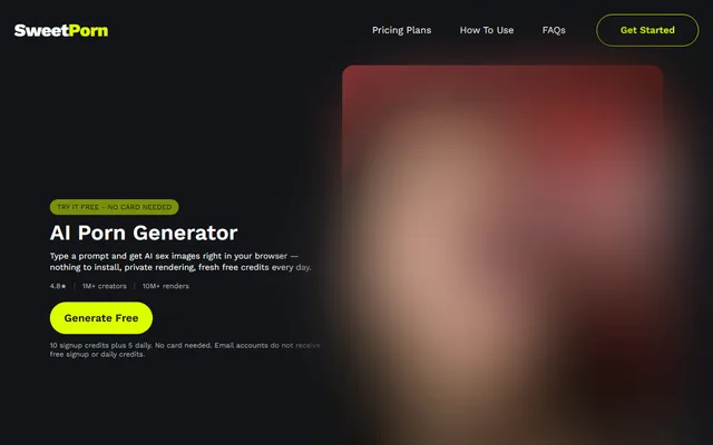 SweetPorn homepage preview